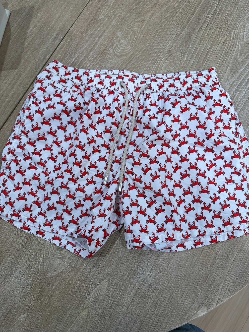 MC2 Saint Barth White Swim Trunks with Red Crab Print